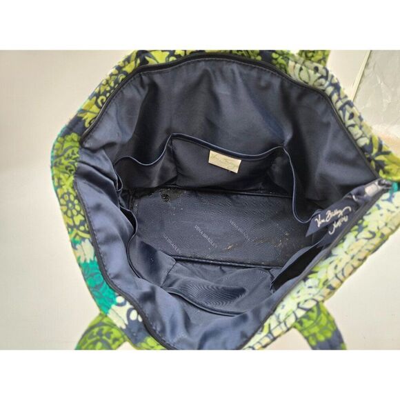 Vera Bradley Quilted Tote Bag - Blue & Green Paisley Pattern - Shoulder Straps - - Picture 8 of 8